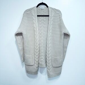 Baciano Cream Braided Chunky Knit‎ Open Cardigan Size XL
